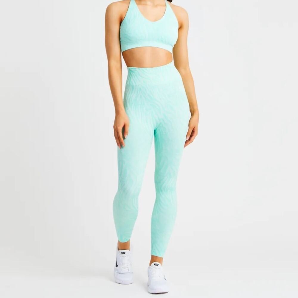 AYBL Evolve Animal Zebra Seamless Leggings Mint Green Size Small